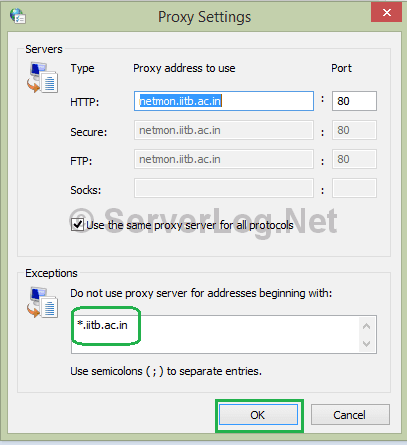 No Proxy Setting In windows 8.1