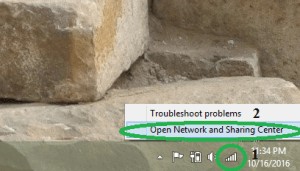 Open Network and Sharing from TaskBar