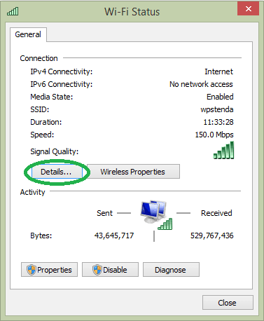 Network Status Windows