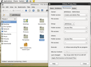 Changing File permissions in Linux Using Gnome GUI in CentOS 6.8 Picture Demonstration