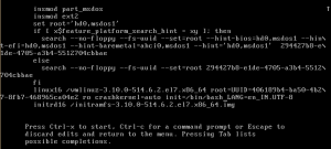 CentOS 7.3 bootup kernel edited with init=/bin/bash