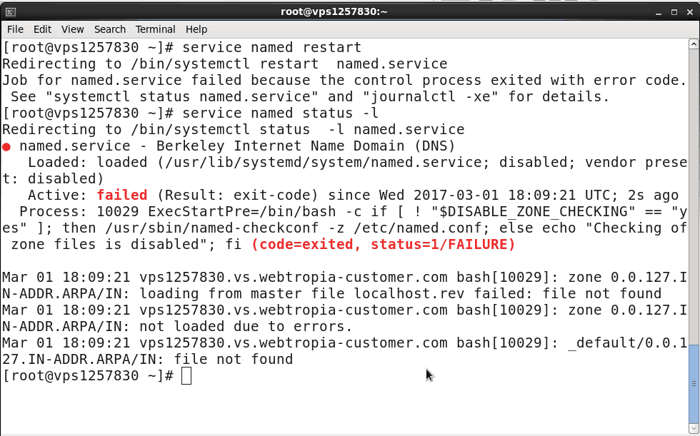 Plesk Onyx Linux Error Localhost.rev Not found