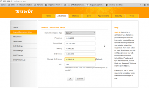 Tenda N1500 setting static IP