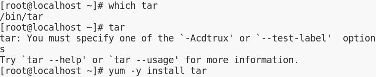 Check Tar is installed or not and install it